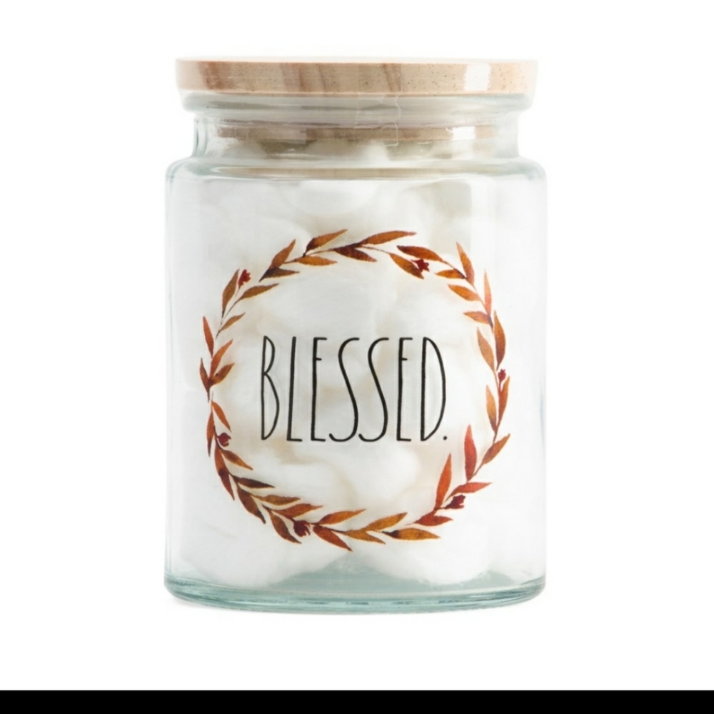 Rae Dunn "Blessed" Cotton Ball Jar